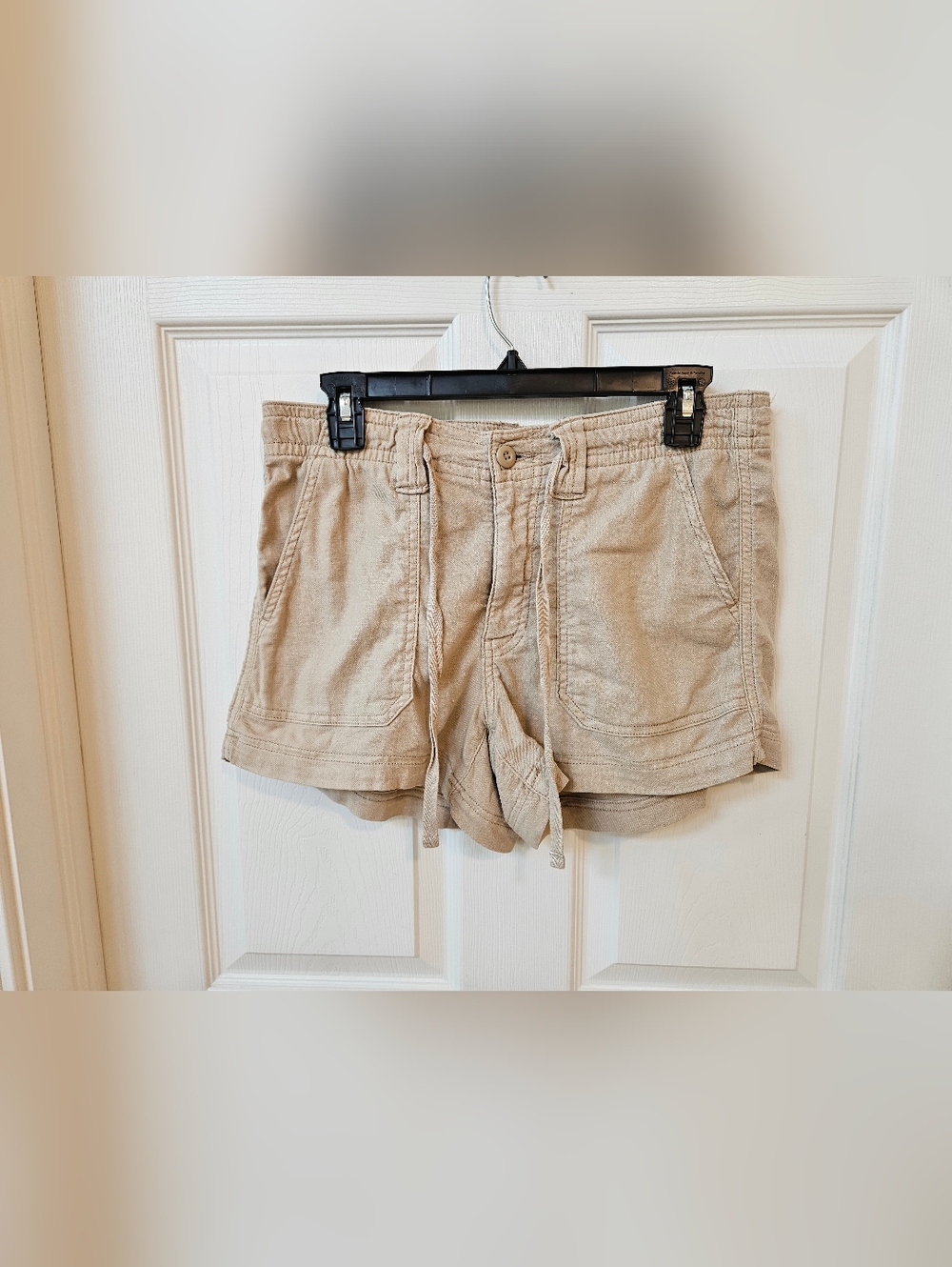 American Eagle Linen Blend Utility Shorts Women Size 4 Elastic Waist Casual